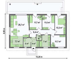 Планировки и визуализации частного жилого дома общей площадью 126 кв.м