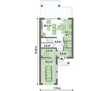 Проект частного дома с гаражом 20 кв.м