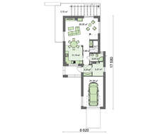 Проект двухэтажного коттеджа с гаражом и светлым фасадом