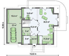 Проект загородного жилого дома из газоблоков площадью 201 кв.м.