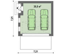 Планировка удобного гаража площадью 39 кв.м. на 2 авто