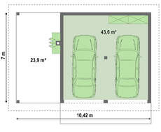 Проект удобного гаража на 2 авто площадью 50 кв.м.