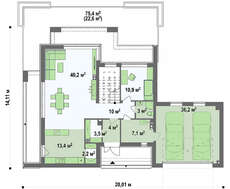 Проект красивого загородного двухэтажного коттеджа общей площадью 216 кв.м.