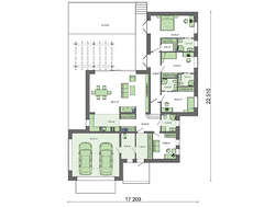 Проект современного одноэтажного дома с плоской крышей площадью 232 кв.м.
