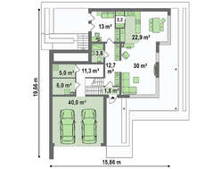 Проект современного загородного дома площадью 214 кв.м.
