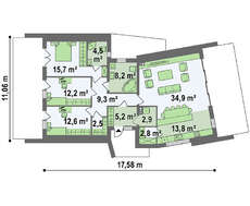 Проект необычного одноэтажного коттеджа с плоской крышей общей площадью 130 кв.м.