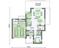 Проект 2х этажного дома с плоской крышей общей площадью 270 кв.м.