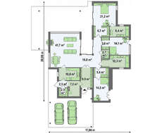 Проект современного одноэтажного дома площадью 190 кв.м
