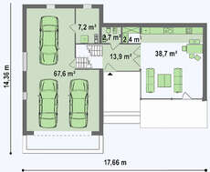 Проект 2х этажного загородного дома площадью 221 кв.м.