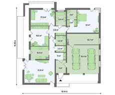 Схема строительства 1 этажного современного дома площадью 190 кв.м.