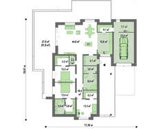 Проект одноэтажного дома из газобетона площадью 209 кв.м.