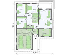 Привлекательный проект одноэтажного коттеджа с гаражом для двух автомобилей
