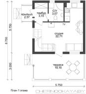 Дачный дом с кухней-студией на первом этаже