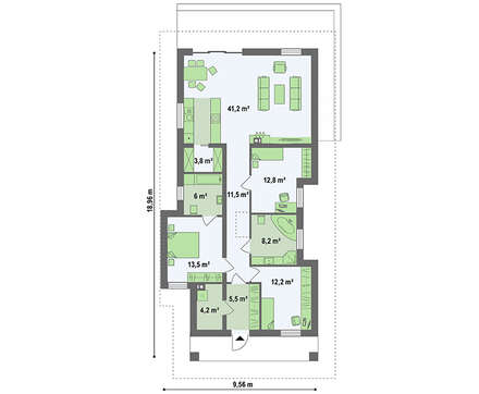 Проект компактного дома площадью 116 кв. для узкого участка