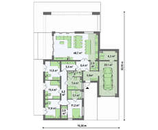 Планировка стильного одноэтажного дома на 171 кв. м с гаражом