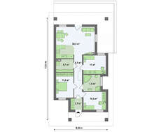 Планировка дачного дома на 89 кв. м с тремя спальнями