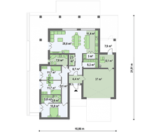 Чертеж просторного дома на 186 кв. м с гаражом на два авто