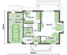 План усадьбы в белоснежно-шоколадном контрасте общей площадью 188 кв. м, жилой 116 кв. м
