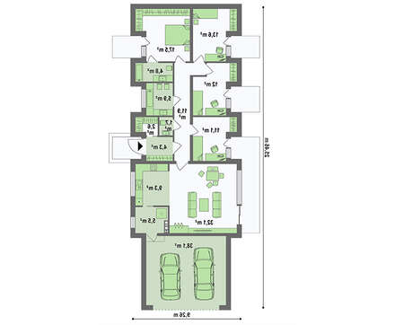 План стильного коттеджа площадью 170 кв. м с гаражом на два автомобиля