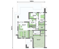 Чертеж восхитительного особняка на 246 кв. м со встроенным гаражом