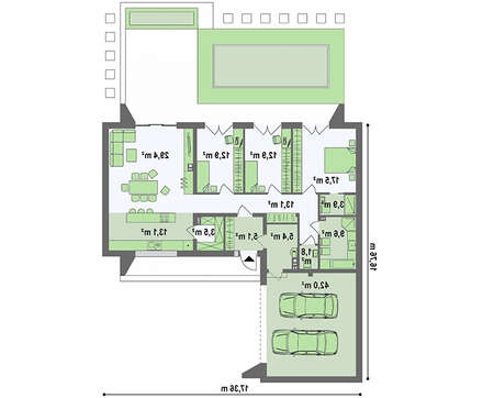 План симпатичного коттеджа на 170 кв. м со встроенным гаражом на две машины