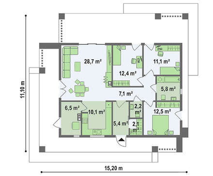 Проект симпатичного коттеджа площадью 103 кв. м для молодой семьи Проект симпатичного коттеджа площадью 103 кв. м для молодой семьи