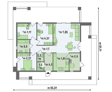 Проект симпатичного коттеджа площадью 103 кв. м для молодой семьи