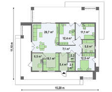 Проект симпатичного коттеджа площадью 103 кв. м для молодой семьи