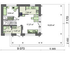 План компактного дома площадью 104 кв. м с просторной террасой