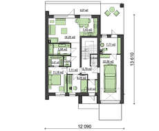 План современного дома площадью 173 кв. м в стиле барнхаус