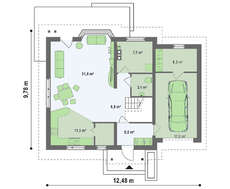 Стильный проект дома с мансардным этажом и гаражом