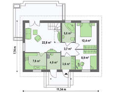 План симпатичного коттеджа на 149 кв. м с красивым порталом