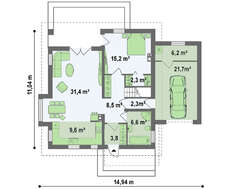 Планировка двухэтажного дома на 184 кв. м с четырьмя спальнями