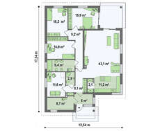 Проект стильного коттеджа площадью 155 кв. м с террасой
