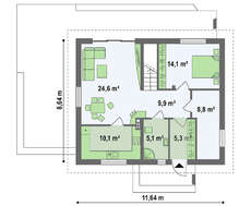 Проект загородного коттеджа с мансардой площадью 151 кв.м.