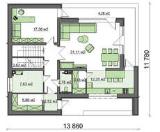 Планировка коттеджа на 183 кв. м с комфортными спальнями