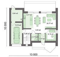 Проект жилого дома с мансардою и гаражом