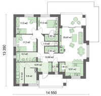 Одноэтажный жилой дом площадью 170 м2