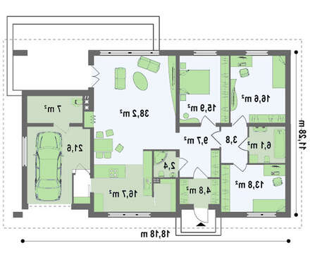 Элегантный проект дома с тремя спальнями