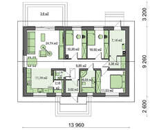 Красивый одноэтажный жилой дом с кирпичным серым декором
