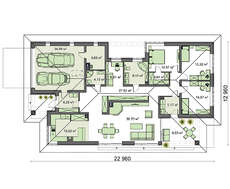Одноэтажный просторный дом с гаражом на 2 авто