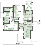 Проект современного одноэтажного жилого дома с гаражом