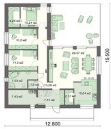 Одноэтажный дом с  верандой и тремя спальнями