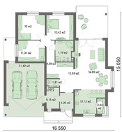 Одноэтажный жилой дом с гаражом на две единицы транспорта