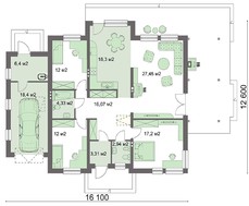 Проект современного коттеджа с деревянными колоннами