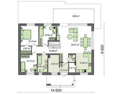 Одноэтажный жилой дом с тремя спальнями м чердаком