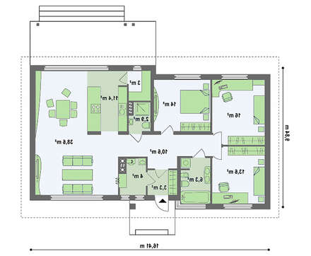 Проект дома с тремя спальнями с чердаком
