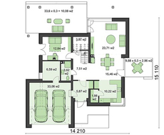 Модный современный загородный дом с террасами и верандами