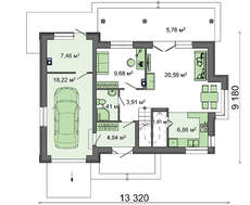 Стильный двухэтажный дом с кухней-студией и кабинетом на первом этаже