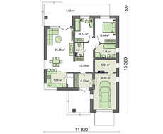 Проект одноэтажного жилого дома с двумя спальнями